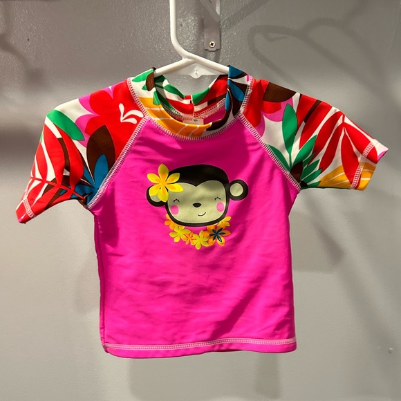 Carter’s Pink Hawaiian Monkey Rash Guard - Picture 1 of 7